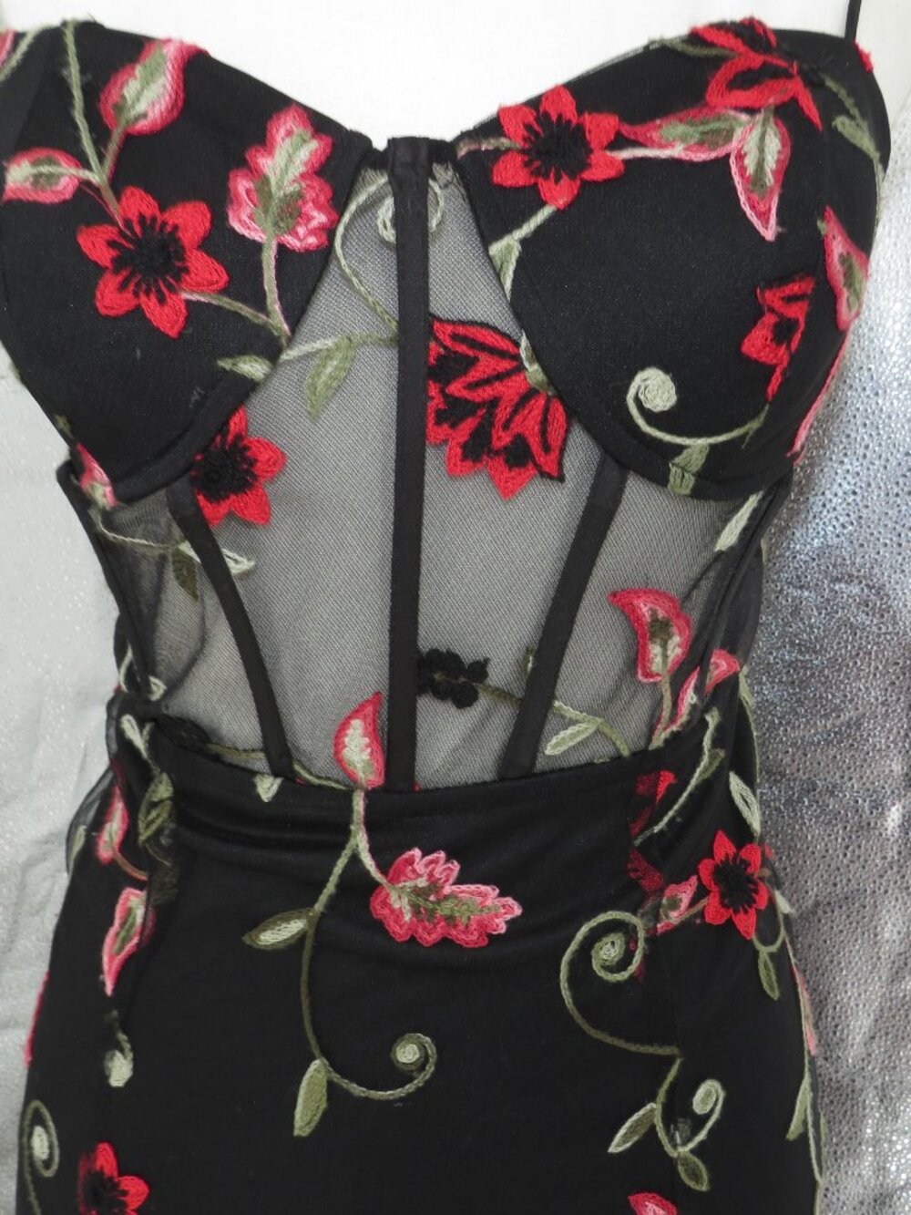 B. Darlin Floral Embroidered Corset Maxi Dress 5/6 Whimsigoth Gown - Picture 12 of 13
